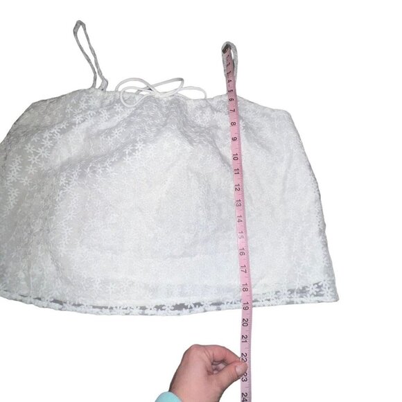 HEATHERLY TAMAR WHITE FLORAL EMBROIDERED‎ LACE CROPPED CAMI TANK TOP WOMEN LARGE - Picture 6 of 11